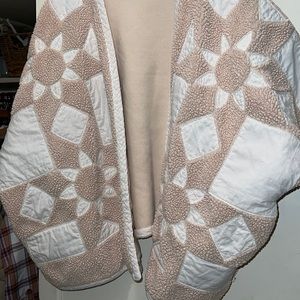 patch work free people poncho sweater.